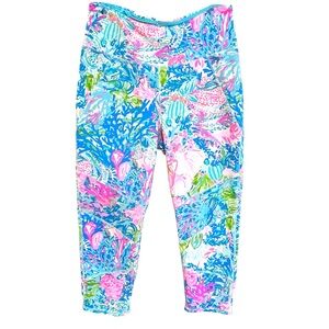 Lilly Pulitzer Luxletic High Rise Leggings Fished My Fish Print Size L UPF 50+